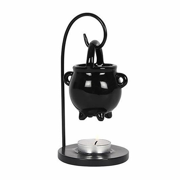 Aroma lampa z kostního porcelánu Závěsný kotlík černý - výška 17 cm