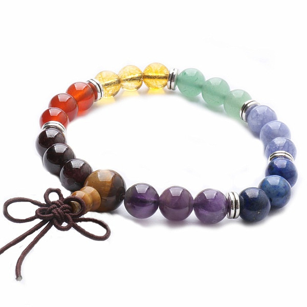 Čakrový náramek korálkový extra Buddha Mala s citrínem - obvod cca 17 až 23 cm