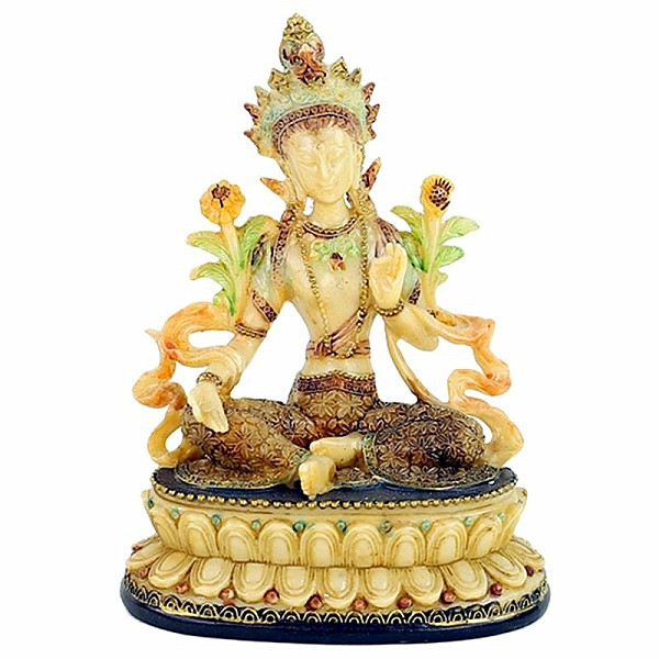 Feng Shui kolorovaná soška bohyně Zelená Tárá - 17 cm