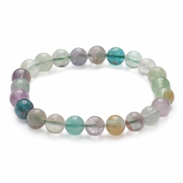 Fluorit multicolor náramek z korálků 8 mm - obvod 16 až 21 cm