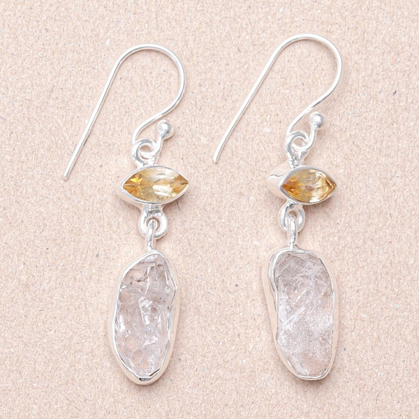 Herkimer diamant náušnice stříbro Ag 925 65712 - 2