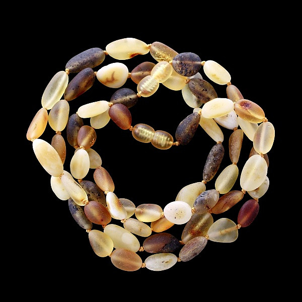 Jantar náhrdelník Multicolor beans Light satinovaný limitovaná kolekce - délka cca 44 cm