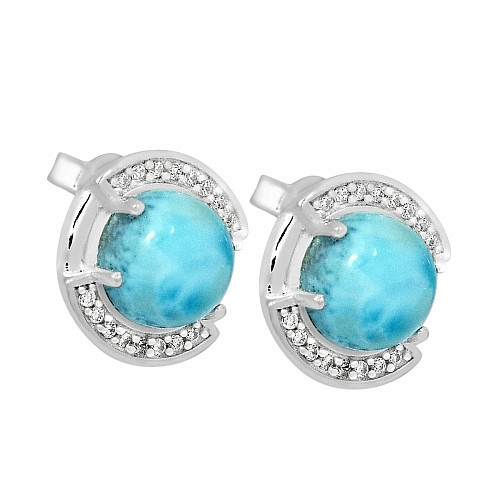 Larimar náušnice stříbro LD 03 Ag 925 - 4 g