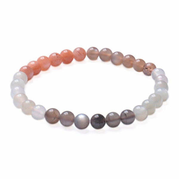 Měsíční kámen multicolor náramek korálkový 6 mm - obvod cca 16 až 21 cm