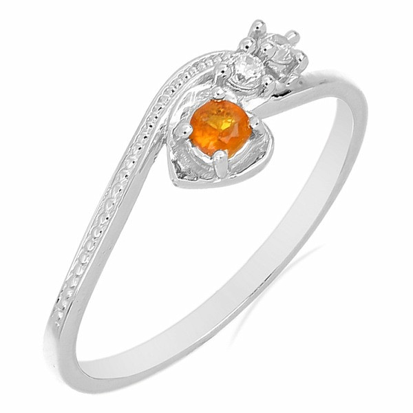 Prsten stříbrný s broušeným oranžovým kyanitem a zirkony Ag 925 031131 ORK - 57 mm (US 8)