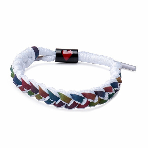 Šňůrkový stahovací pletený náramek multicolor bílý - obvod cca 23 cm