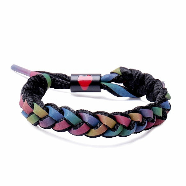 Šňůrkový stahovací pletený náramek multicolor černý - obvod cca 23 cm