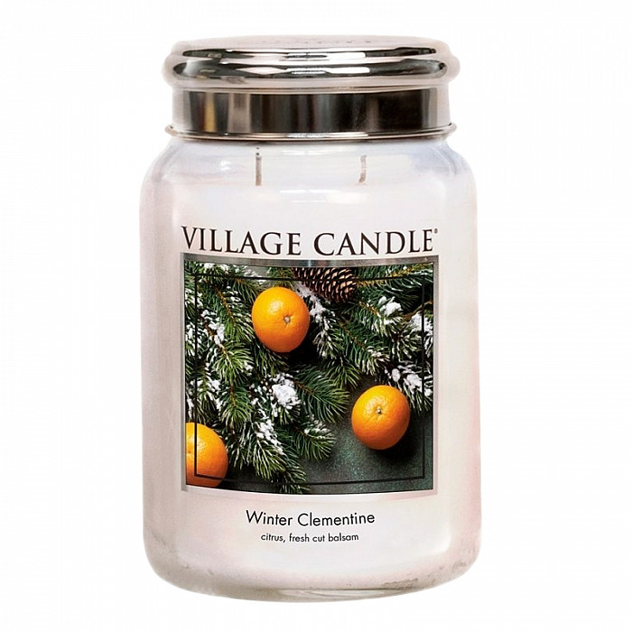 Village candle Winter clementine - Sváteční mandarinka vonná svíčka ve skle 602 g - cca 602 g
