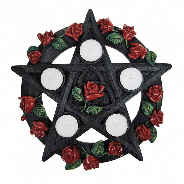 Svícen Pentagram s růžemi - cca 29