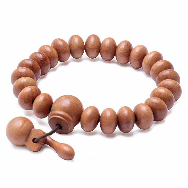 Buddha Mala náramek z dřevěných rondelek - obvod cca 17 až 23 cm