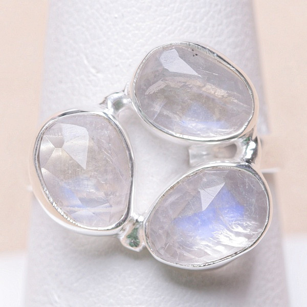 Měsíční kámen duhový prsten stříbro Ag 925 82186 - 58 mm (US 8
