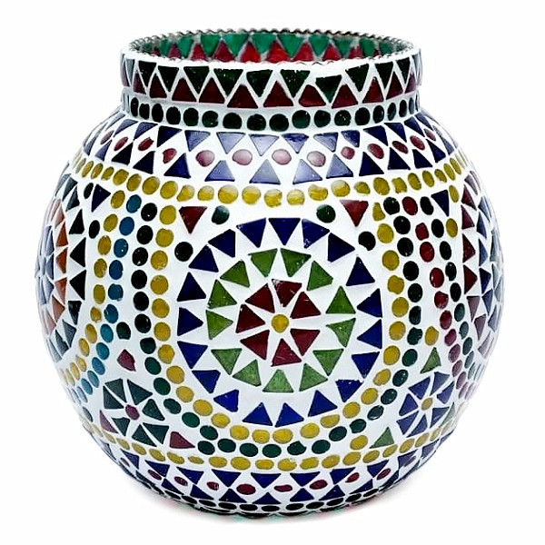 Svícen sklo na čajové a votivní svíčky Mozaika multicolor 18 cm - 18 cm