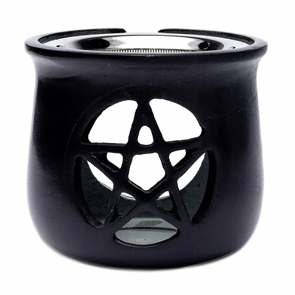 Pícka z mastku Pentagram černá s nerez sítkem - výška cca 9 cm