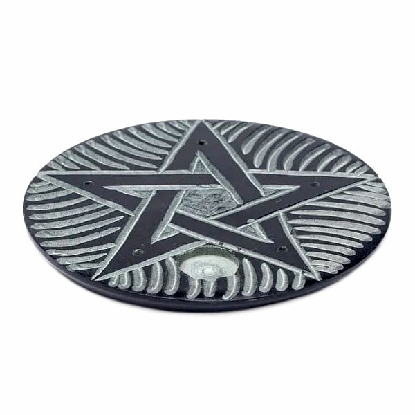 Stojánek Pentagram z mastku na vonné tyčinky - cca 10 cm