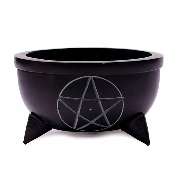 Stojánek na vonné tyčinky Miska černá Pentagram - 6 cm