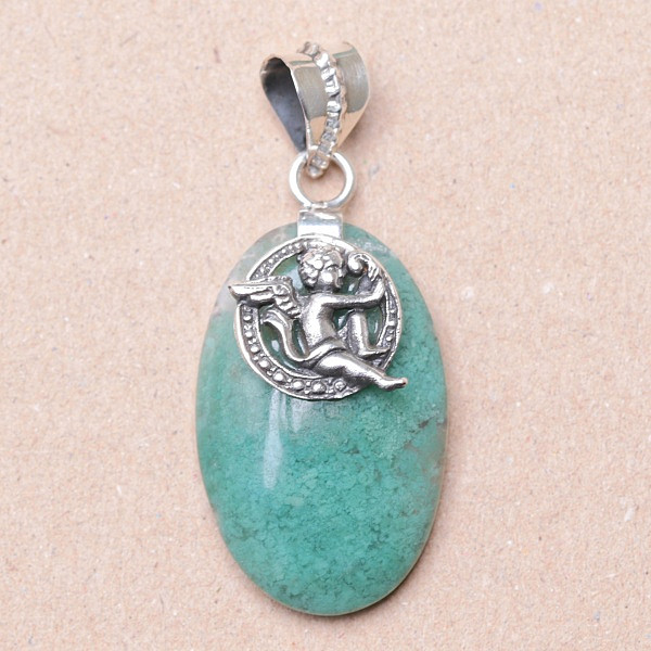Chalcedon zelený přívěsek stříbro Ag 925 74404 - 3