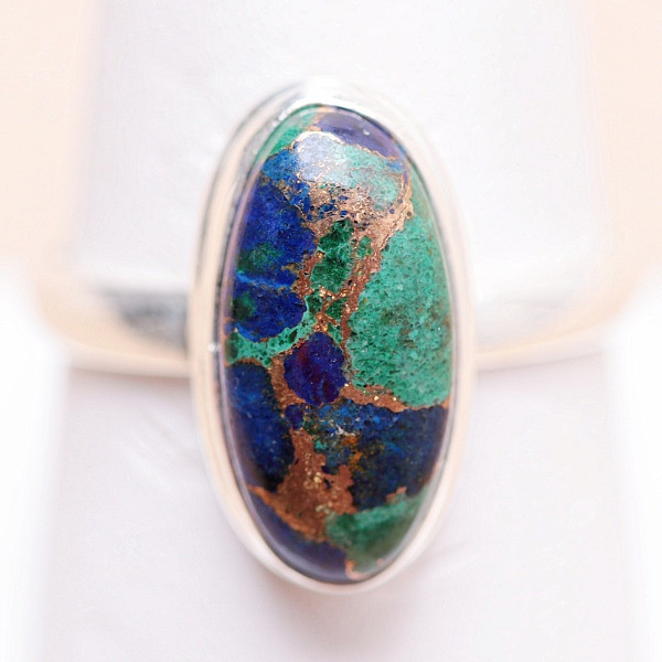 Malachit a azurit prsten stříbro Ag 925 31087 - 59 mm (US 9)