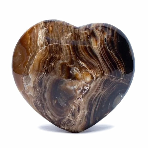 Aragonit hnědý masážní hmatka velké srdce 6 cm - cca 6 cm