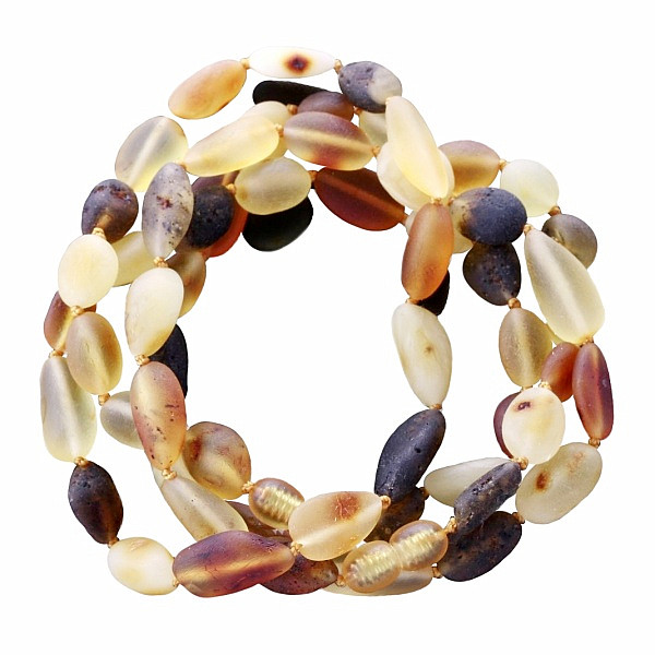 Jantar náhrdelník Multicolor Big beans satinovaný limitovaná kolekce - délka cca 55 cm
