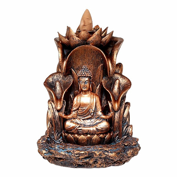 Stojánek pro vonné kužely s tekoucím kouřem Lotus Buddha - cca 13