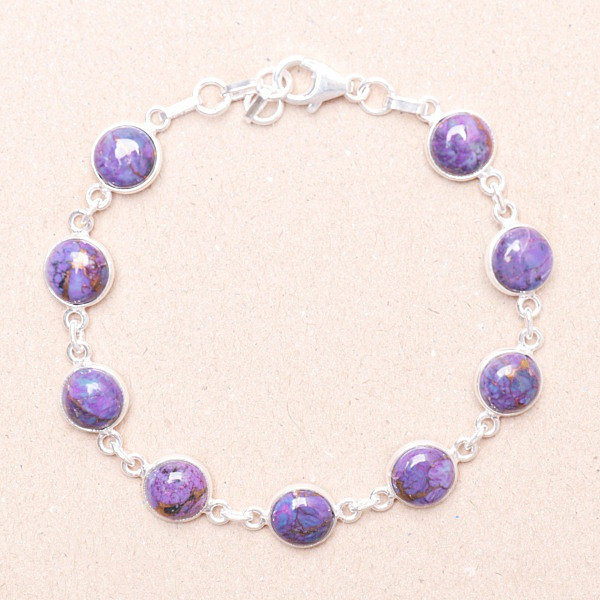 Tyrkys purpurový náramek stříbro Ag 925 65771 - 17 -18