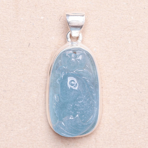 Akvamarín vyřezávaný přívěsek stříbro Ag 925 P115 - 2