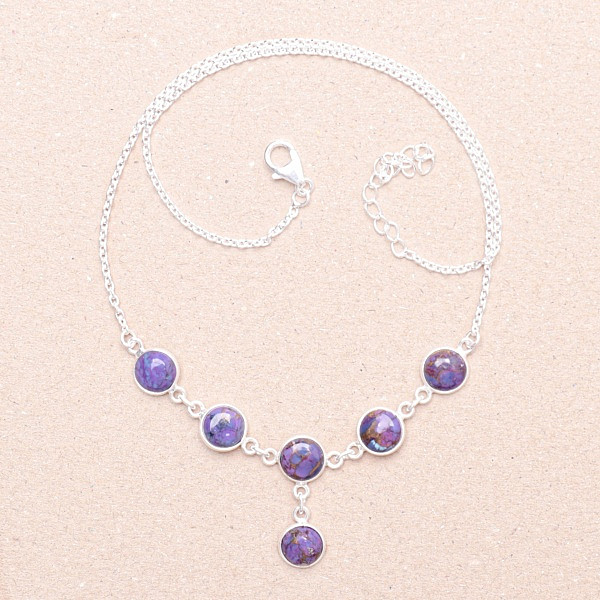 Tyrkys purpurový náhrdelník stříbro Ag 925 65809 - 41 - 45