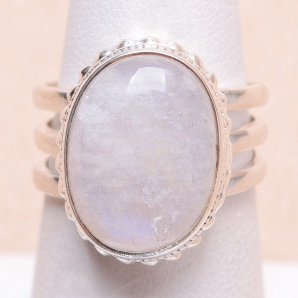 Měsíční kámen duhový prsten stříbro Ag 925 Y3273 - 52 mm (US 6)