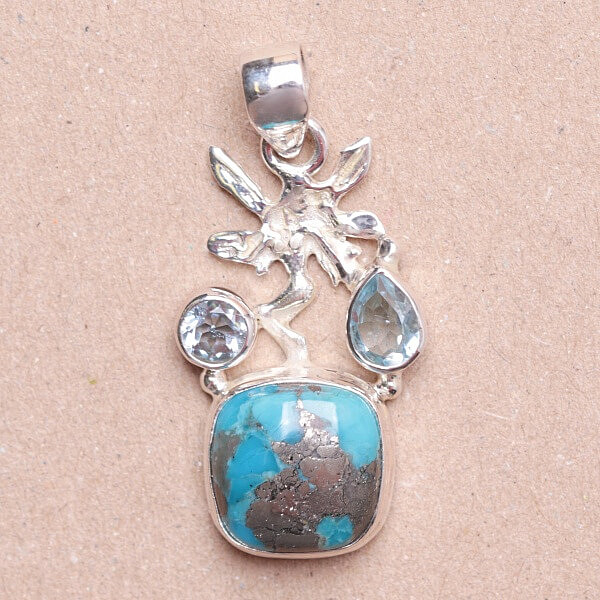 Tyrkys íránský přívěsek stříbro Ag 925 11166 - 2