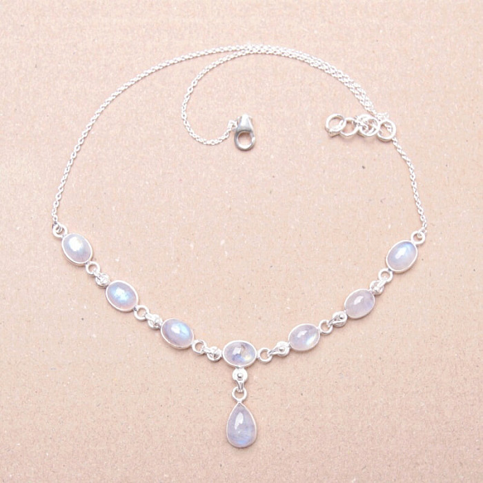 Měsíční kámen duhový náhrdelník stříbro Ag 925 87498 - 42 - 45 cm