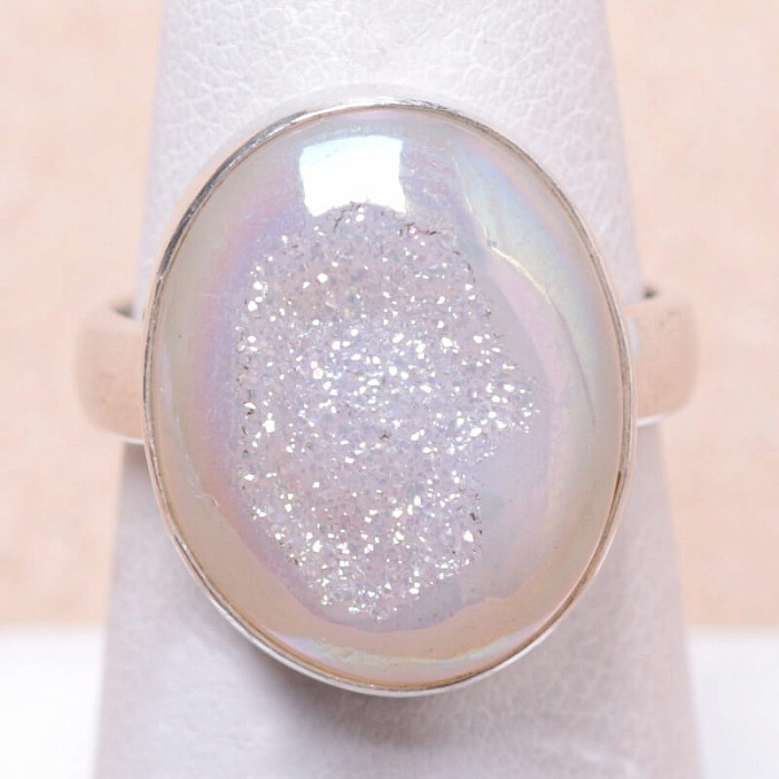 Achát drúzička andělská aura prsten stříbro Ag 925 R508 - 54 mm (US 7)