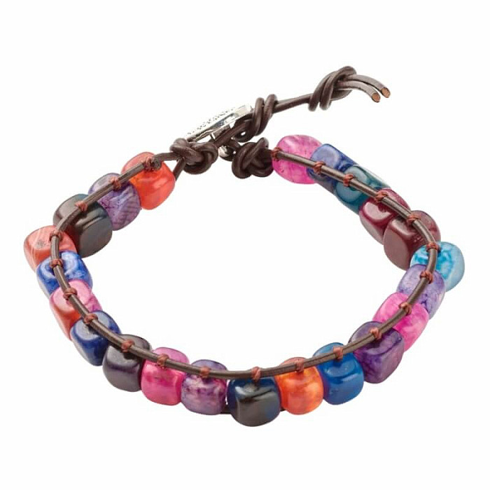 Achát multicolor pletený náramek z kostiček - délka cca 20
