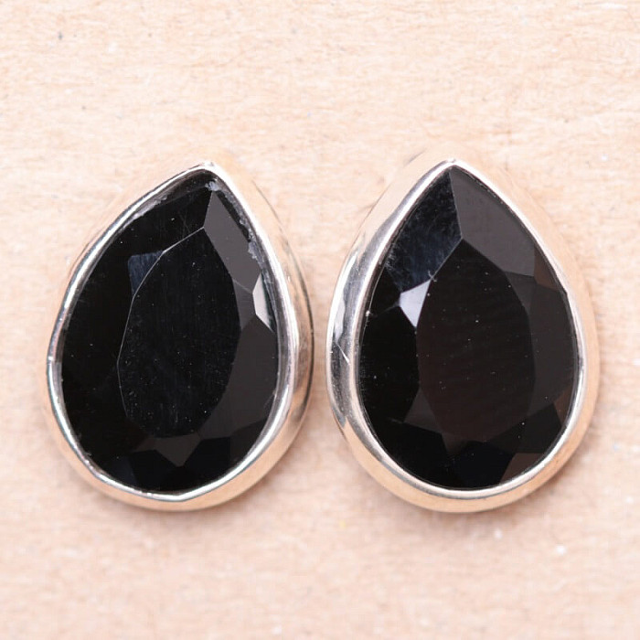 Onyx náušnice broušené stříbro Ag 925 23685 - 1