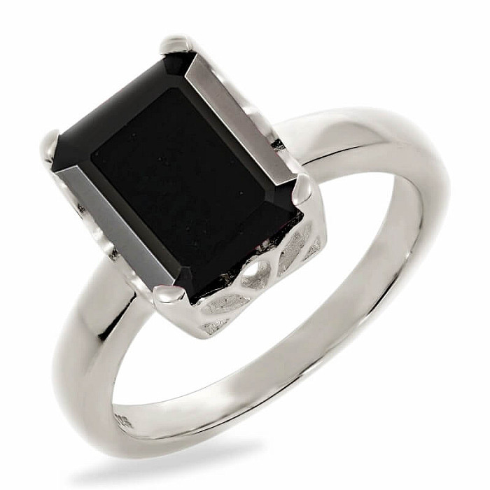 Onyx prsten stříbro Ag 925 R5081BO - 54 mm (US 7)