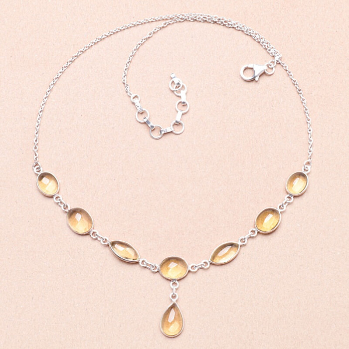 Topaz lemon náhrdelník stříbro Ag 925 25315 - 42 - 46 cm