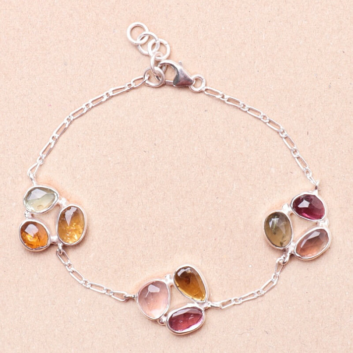 Turmalín multicolor náramek stříbro Ag 925 68194 - 15