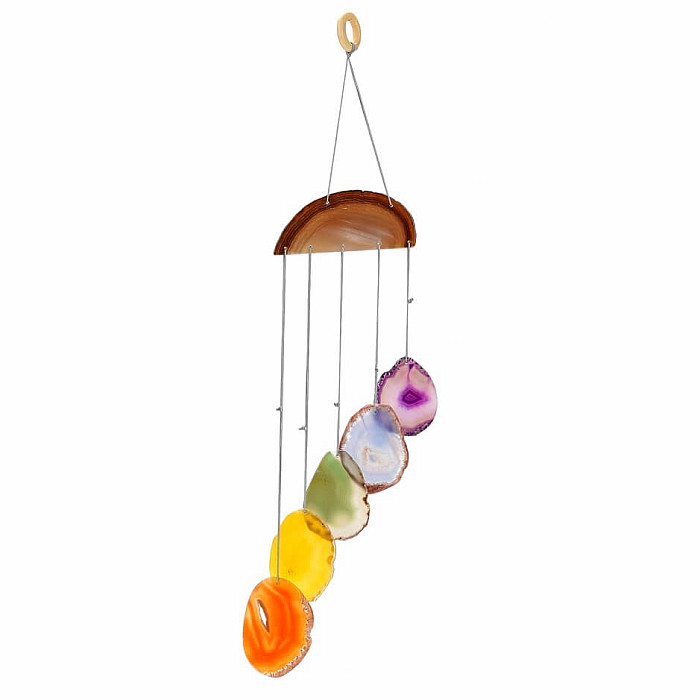 Achátová zvonkohra 5 platků Multicolor - plátky 6 - 7 cm