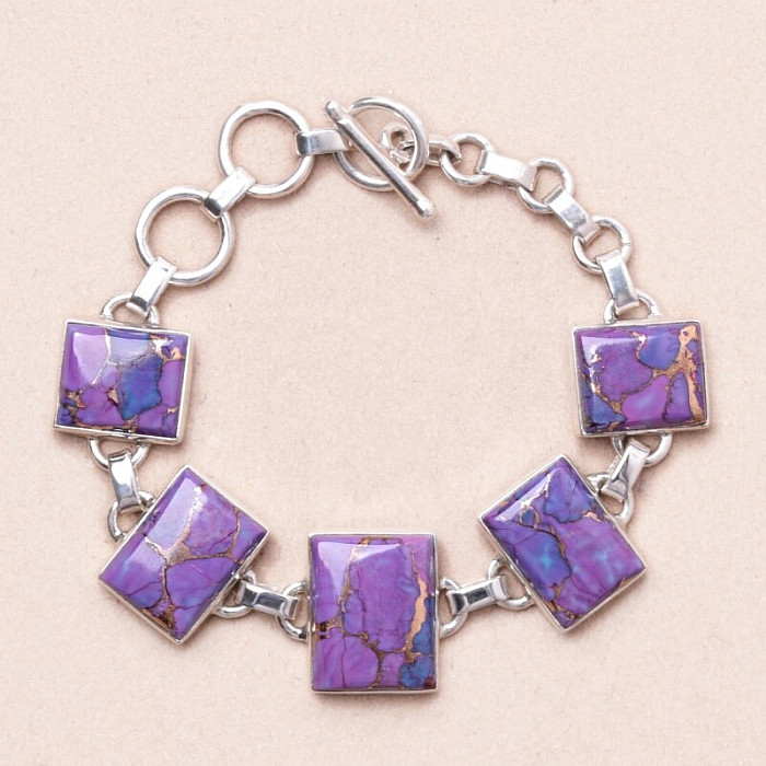 Tyrkys purpurový náramek stříbro Ag 925 B151 - 15