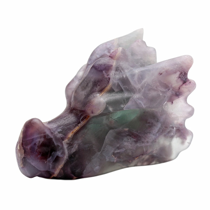 Ručně vyřezaná hlava draka z fluoritu multicolor - cca 3 x 5
