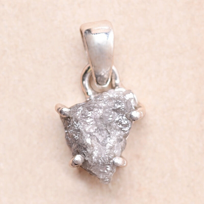 Diamant přírodní surový přívěsek stříbro Ag 925 LOT17 - 0