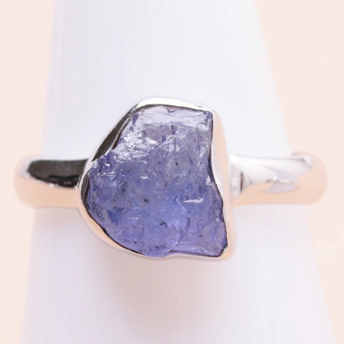 Tanzanit surový prsten stříbro Ag 925 LOT341 - 56 mm (US 7