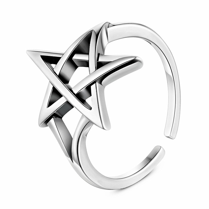 Prsten pro čarodějku nastavitelný PENTAGRAM Ag 925 - 51 mm - 56 mm (US 5