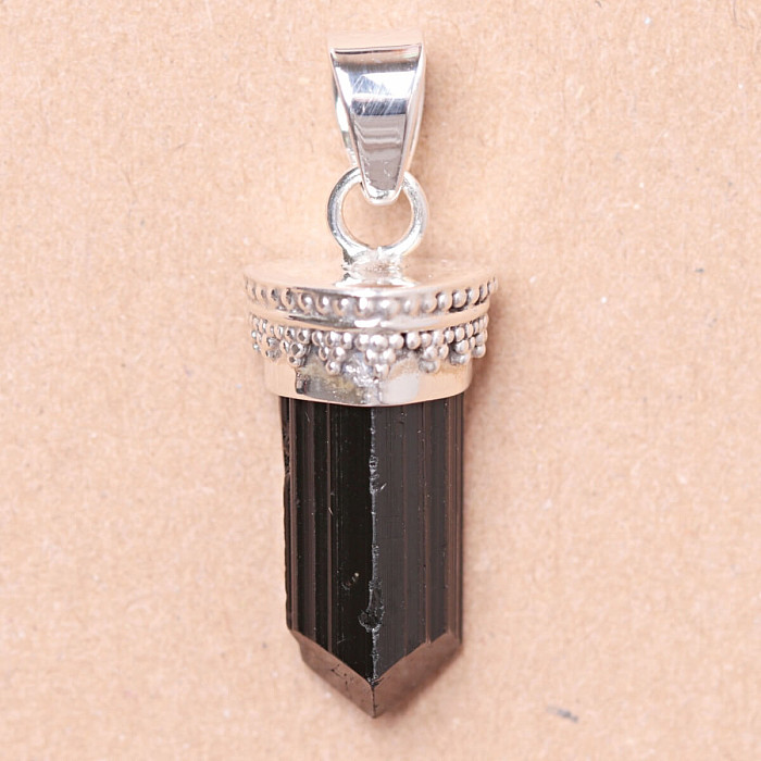 Turmalín skoryl krystal přívěsek stříbro Ag 925 LOT10 - 2