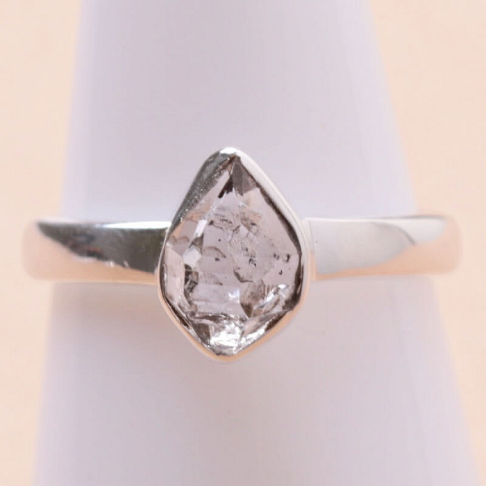Herkimer diamant prsten stříbro Ag 925 LOT34 - 52 mm (US 6)
