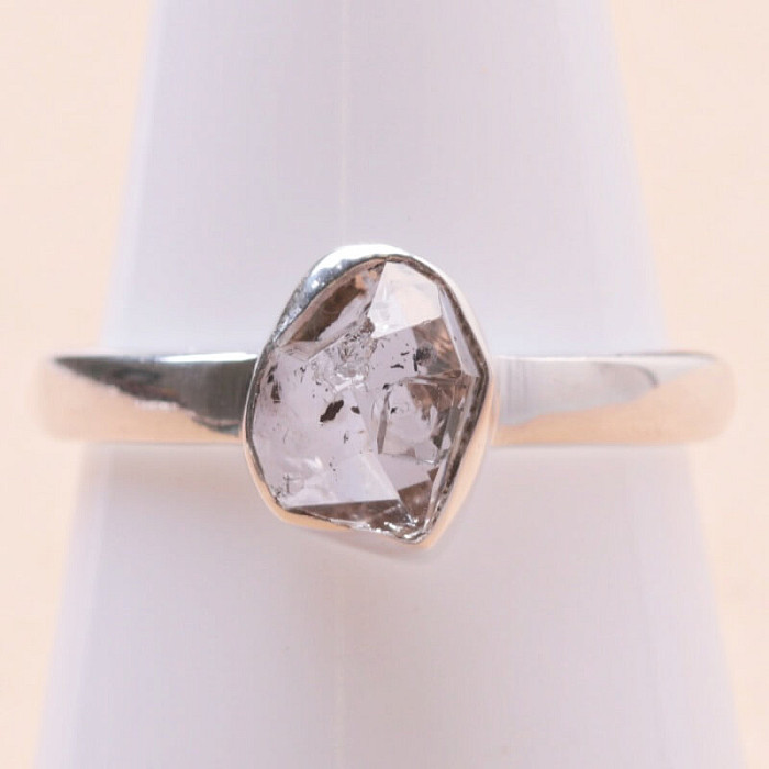 Herkimer diamant prsten stříbro Ag 925 LOT35 - 57 mm (US 8)