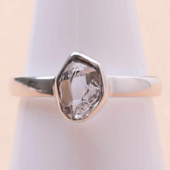 Herkimer diamant prsten stříbro Ag 925 LOT36 - 54 mm (US 7)