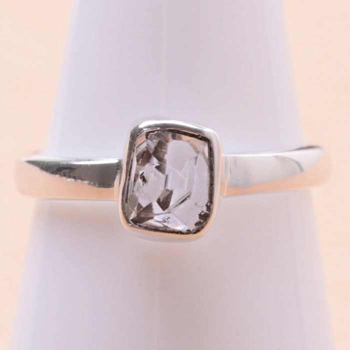Herkimer diamant prsten stříbro Ag 925 LOT39 - 57 mm (US 8)