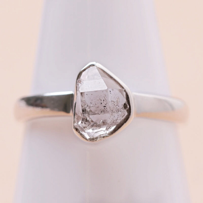 Herkimer diamant prsten stříbro Ag 925 LOT47 - 54 mm (US 7)