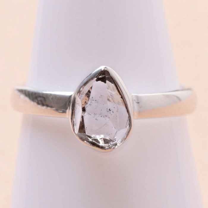 Herkimer diamant prsten stříbro Ag 925 LOT48 - 54 mm (US 7)