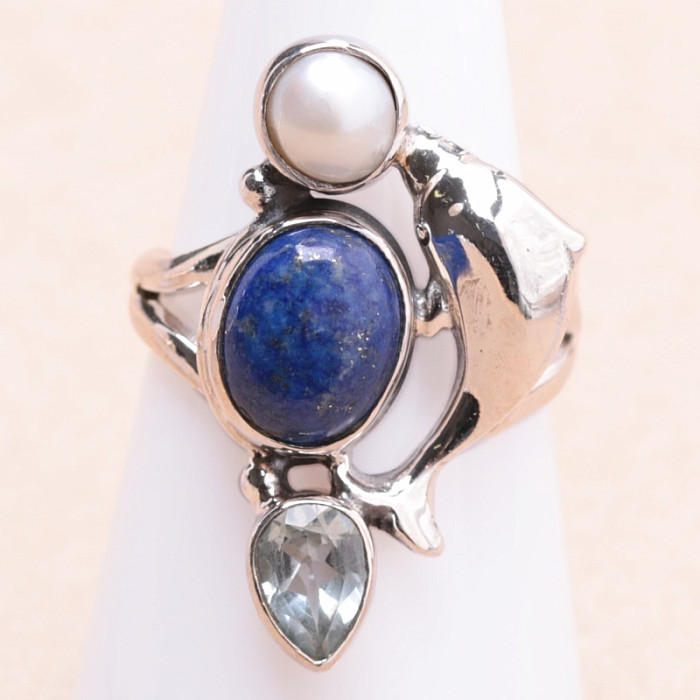 Lapis Lazuli prsten stříbro Ag 925 12804 - 56 mm (US 7